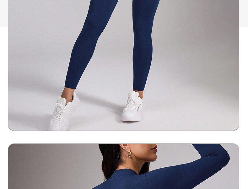 High-Intensity Zipper Long-Sleeve Yoga Bodysuit & Trousers Set