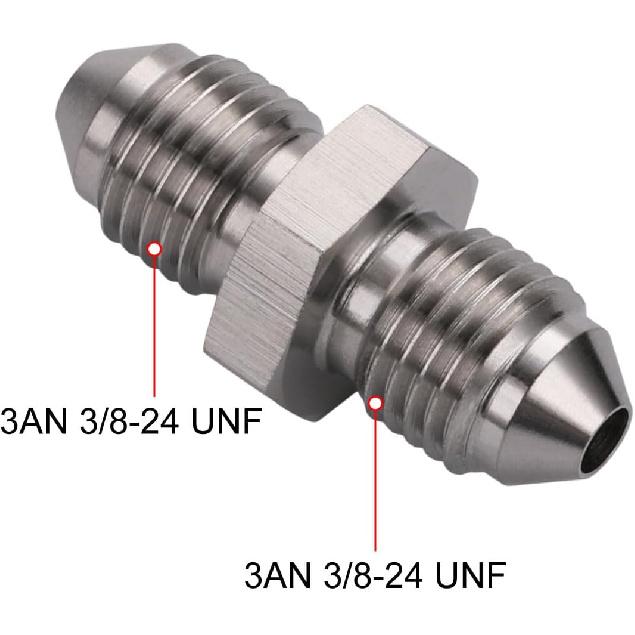 3AN Male to 3AN Male Stainless Steel Brake Clutch Fuel Oil Fitting Adapter Coupler
