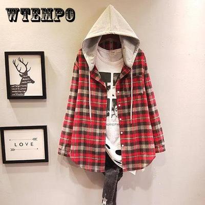 Cardigan da donna a quadri con cappuccio primaverile autunnale, camicette a maniche lunghe, femminile casual versatile taglia grande, cappotti larghi
