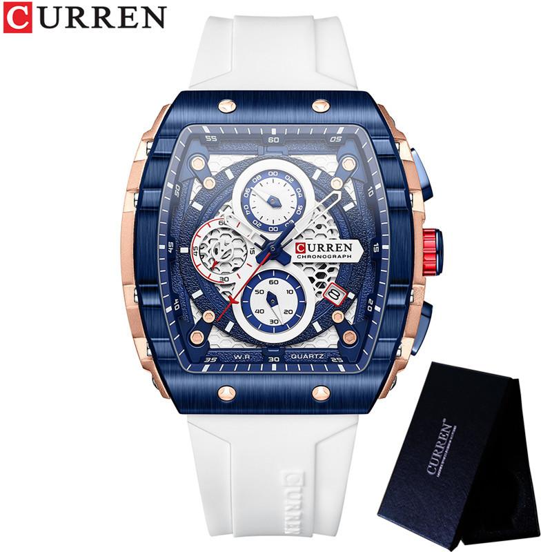 CURREN Man WristWatch Waterproof Chronograph Date Men Watch Military Top Brand Luxury Silicone Original Sport Male Clock 8442