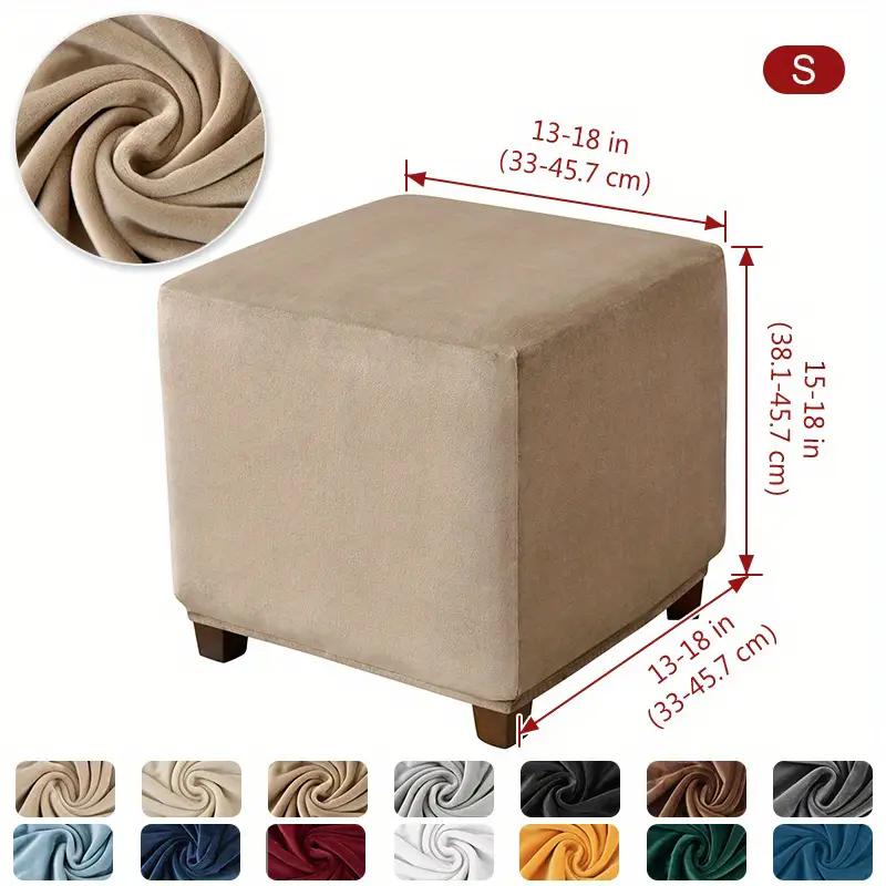 Premium 1PC Soft Velvet Ottoman Stool Cover Stretch Square Footstool Covers Living Room All-inclusive Footrest Slipcovers housse de pouf