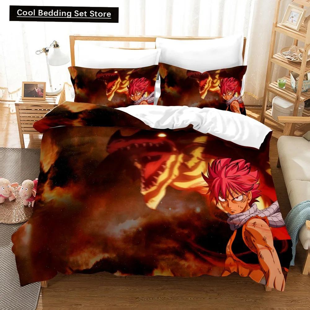 3D Print Anime Fairy Tail Logo Natsu Bedding Set Boys Girls Twin Queen Size Duvet Cover Pillowcase Bed Kids Adult Home Textiles