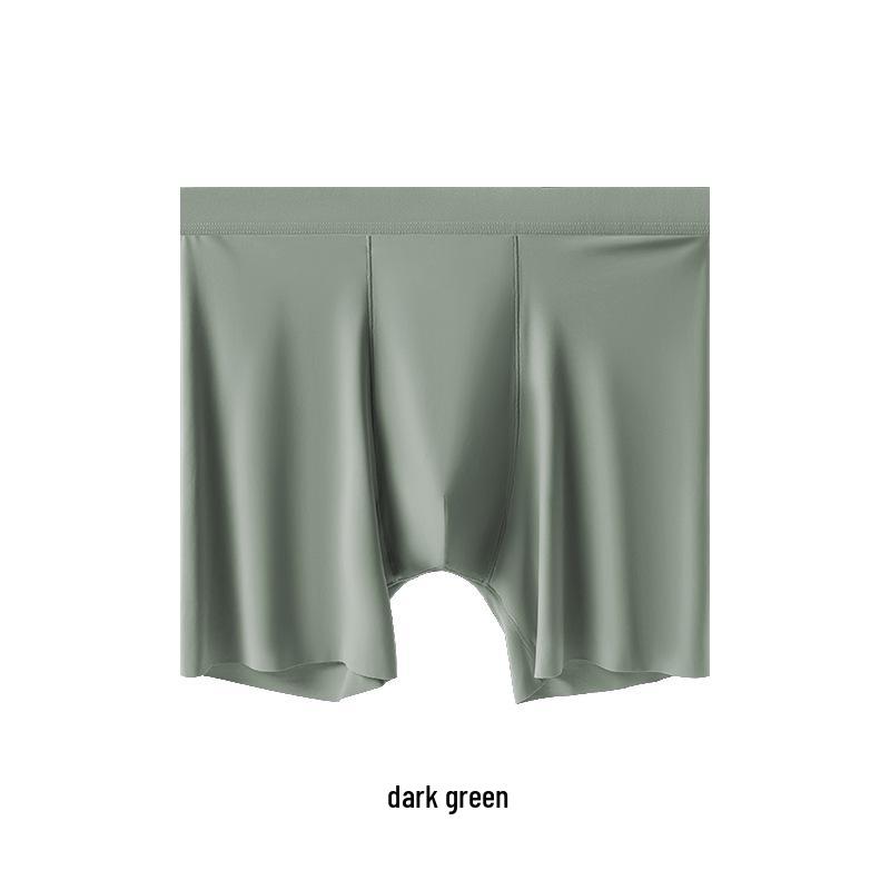 Men's Extended Length Seamless Ice Silk Boxer Briefs - Anti-Chafing, Breathable, Large Size, Thin, Ideal for Sports & Running