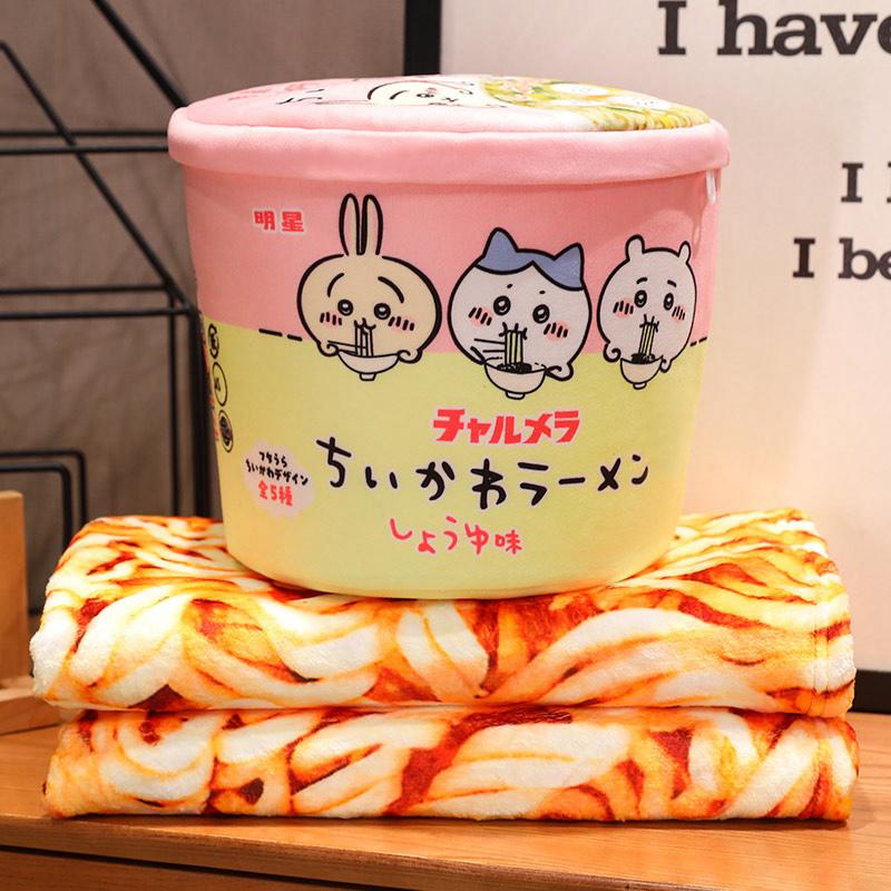 Eimer Instant-Nudeln Plüschkissen mit Decke Kuscheltier Geschmorter Rindfleisch/Lao Tan Sauerkraut-Rindfleisch/Gebratene Nudeln Shin Ramen Geschenke