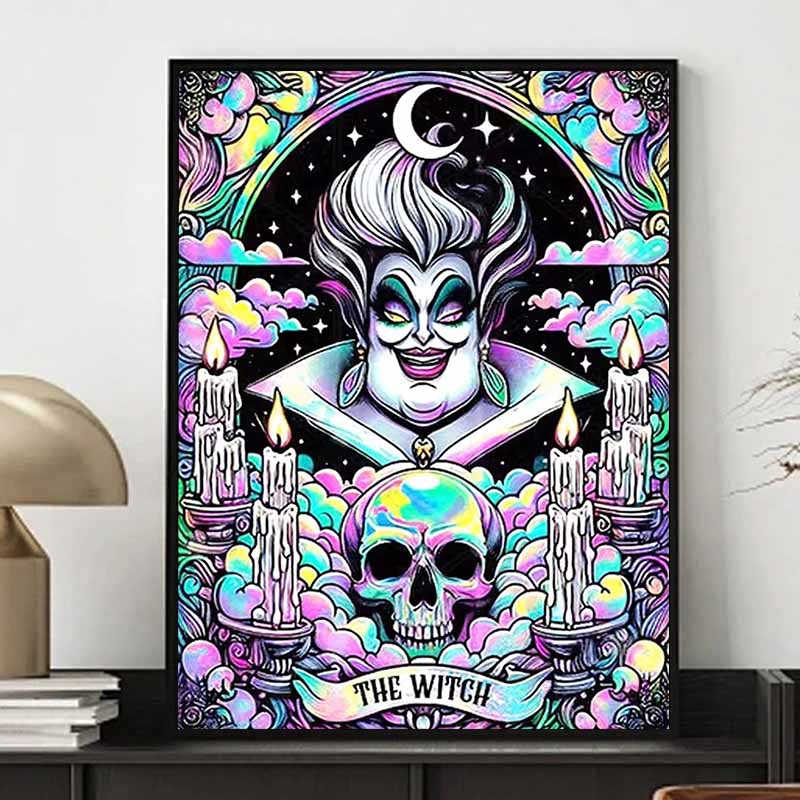 Disney 5D DIY Diamond Painting Lady Termani Dark Neon Tarot Style Illustration Full Round Diamond Mosaic Cartoon Dog Embroidery Art Painting HomeDecor
