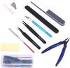 Portable Moddeler Tool Set with Storage Box Beginner Basic-Model Assembly Tweezers Pliers Sandpaper for Model Building Repairing