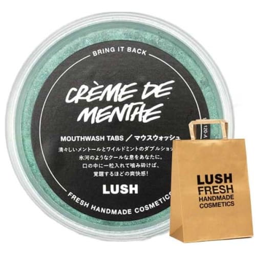 

LUSH Crme de Menthe Ополаскиватель для полости рта, Мятный вкус, Уход за полостью рта, Освежение дыхания, Грязный блеск, Зеленый, 45 г, Мини-подарочный пакет в комплекте