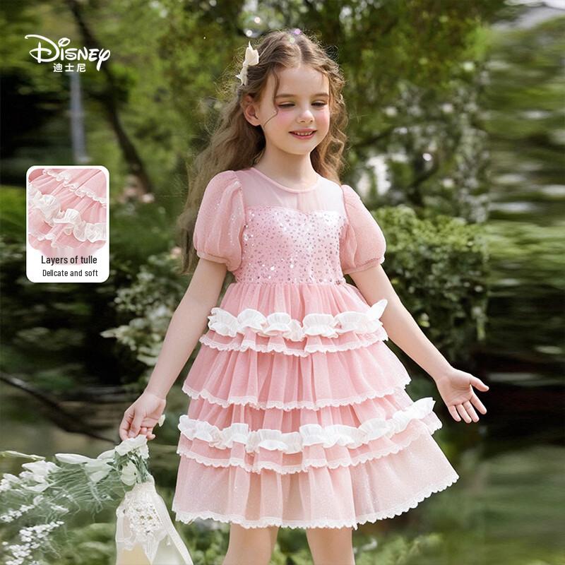 Disney Girls  Summer Bubble Sleeve Princess Mesh Dress 130