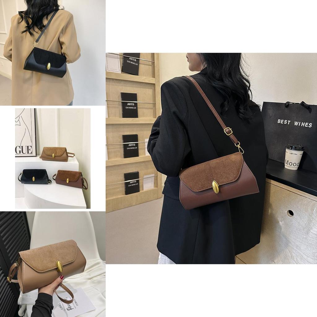 2024 Spring New Simple Casual Single Shoulder Diagonal Crossbody Bag Retro Fashion Small Square Bag Street Trend Pu Women's Armpit Bag