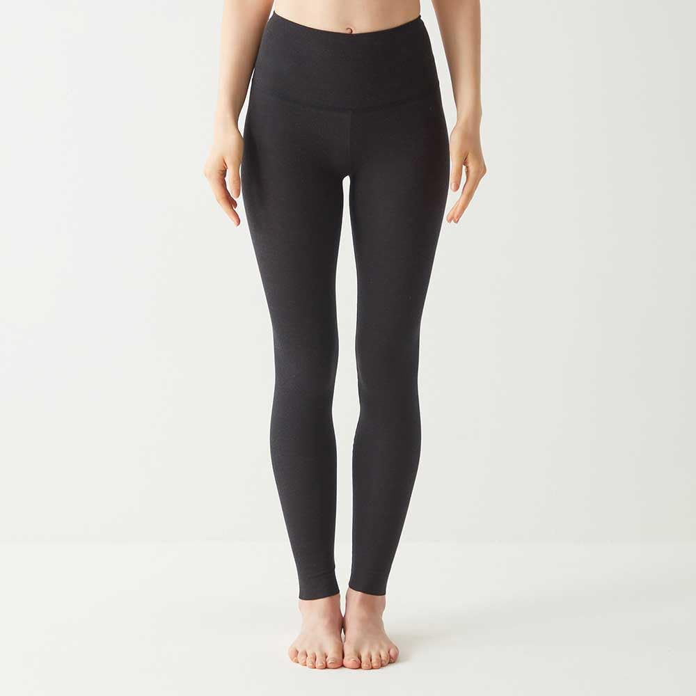 Gunze HOTMAGIC MH7861P Belly Warmer Cotton Fleece Long Black Women's Leggings, Blend, Lining, Moisture-Wicking, Heat-Generating, Length,