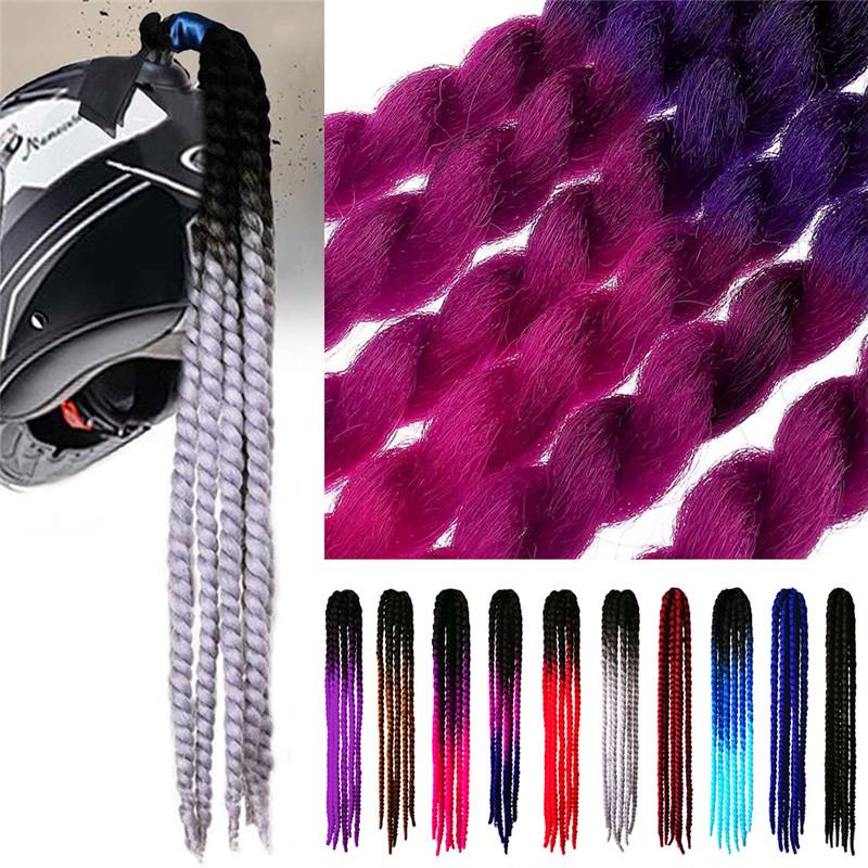 60cm Punk Style Motorcycle Scattered Gradient Ramp Helmet Braids Twist Braid Horn Motocross Motorbike Off Road Moto Decor Braids