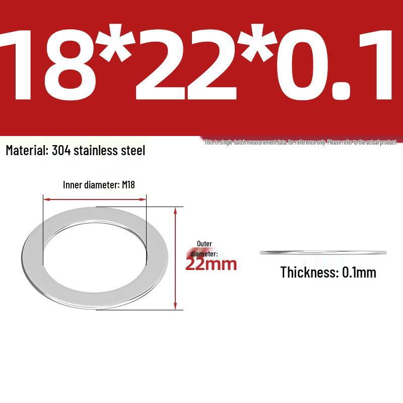304 Stainless Steel Ultra-Thin Flat Washers - Available in Thickness: 0.1mm, 0.2mm, 0.3mm, 0.5mm