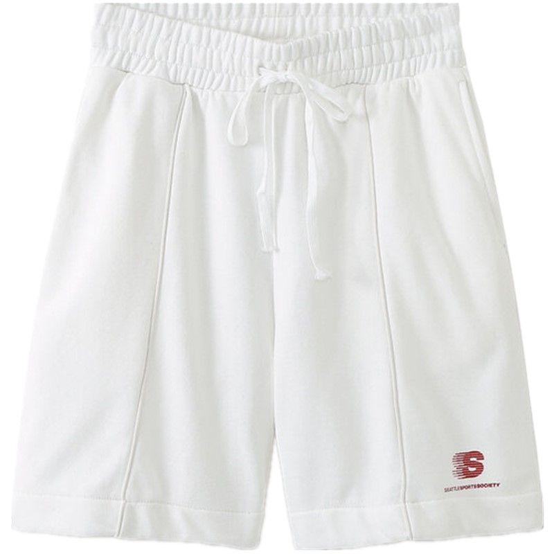 

Модный стиль 2024 Весна Новинка Женские шорты с эластичной талией, легко сочетающиеся, стройнящие, с принтом, повседневные 0085346 White L