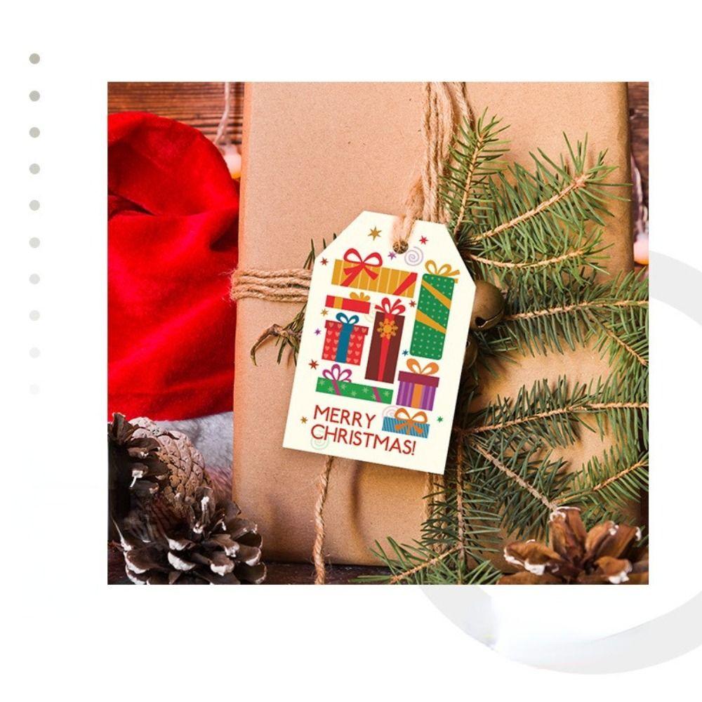 Merry Christmas New Year Gift Tags Hanging Blessing Cards Christmas Tree Labels Kraft Paper Tags