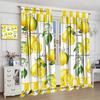 Rustic Lemon Kitchen Curtains, Vintage Fresh Vibrant Fruit Floral Leaves Window Treatments for Bathroom Living Room Bedroom Home