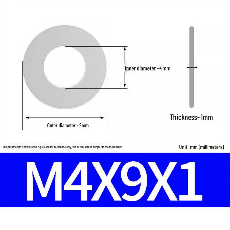 304 Stainless Steel Ultra-Thin Flat Washer, Thickness: 0.1/0.2/0.3/0.4/0.5 Mm, Sizes M1-M8