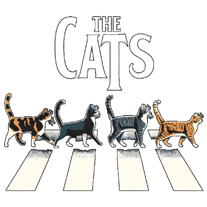 Women Casual T Shirt Black The Cats With Cats Crossing Road Print For Daily Wear And Pet Lovers