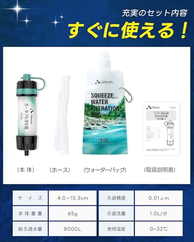 Greeshow Portable Water Purifier (GS-289) - 2026 New Model - Ideal for Outdoor Activities, Disaster Preparedness, and Emergency Preparedness - No Filt