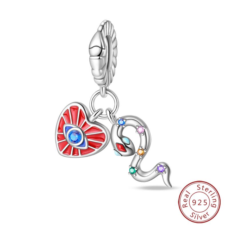 100% Copper Exquisite Tarot Cards Bracelet Pendants Blood Red Fire Snake Rose Charms Beads Diy Jewelry For Women