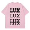 LUX Lettering Stacked Design T-Shirt White Cotton Y2K Goth Aesthetic Casual Women And Men T-shirt