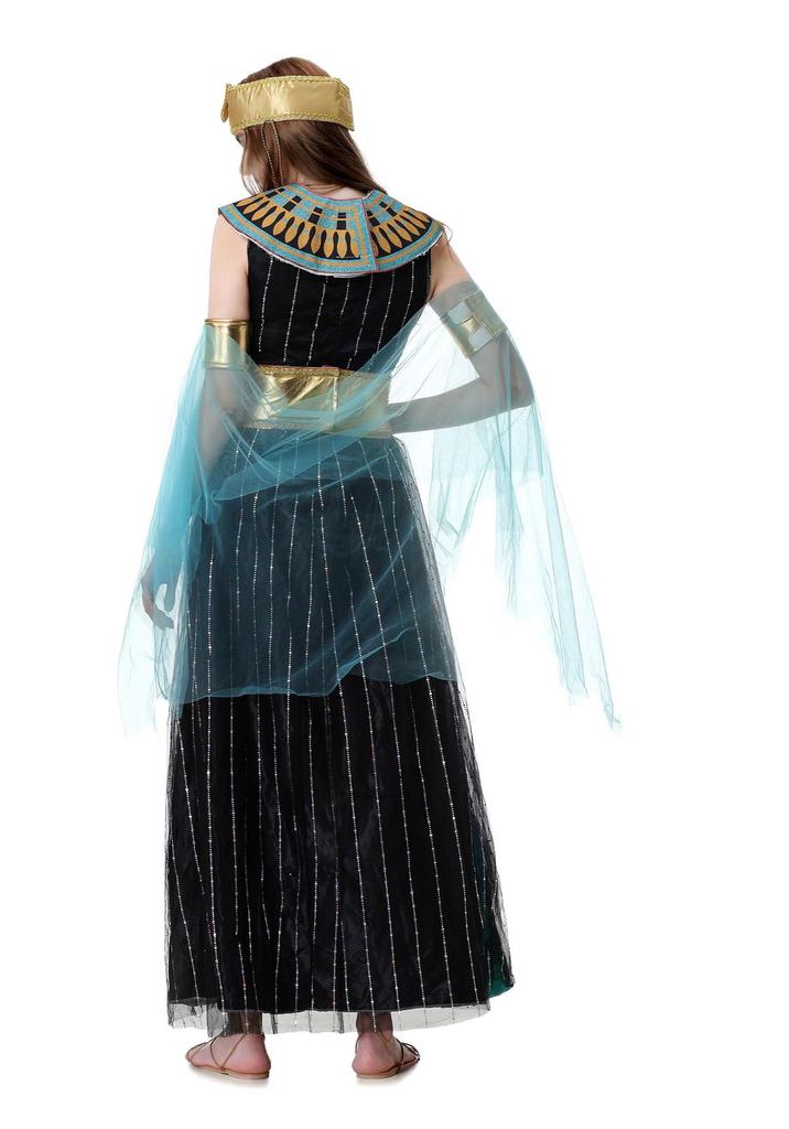 Europäisches & Amerikanisches Halloween Ägyptische Göttin Kleid: Langer Rock, Retro Cleopatra Cosplay Kostüm