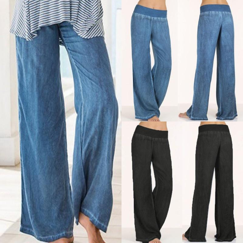 Spring/Summer Women's Plus Size Loose Wide-Leg Casual Denim Pants