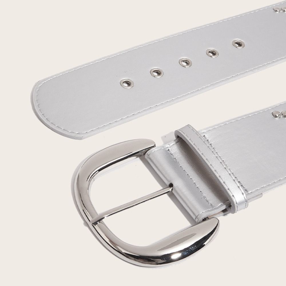 Y2K Rivet Wide Belt Harajuku Pin Buckle Waistband Fashion Waist Strap  For Women