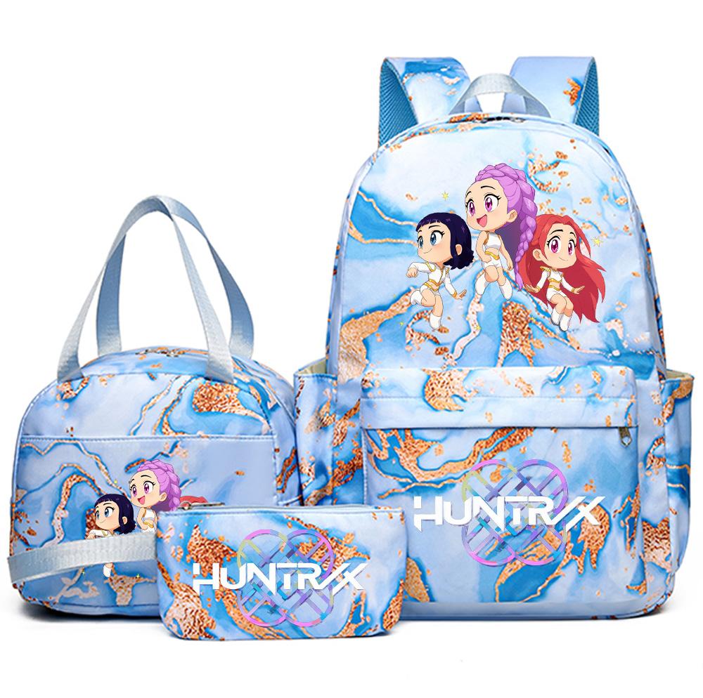3Pcs/set Cartoon Kpop Printed Backpack with Handbag Pencil Case for Teenager Student Girl Boy Bookbag Schoolbag Women Large Capacity Travel Bag