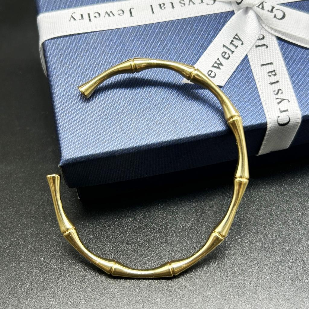 Vintage Hot Item Niche Design Internet Celebrity High-end Feel 18K Gold Bamboo Knot Simple Fashionable Living Mouth Bracelet