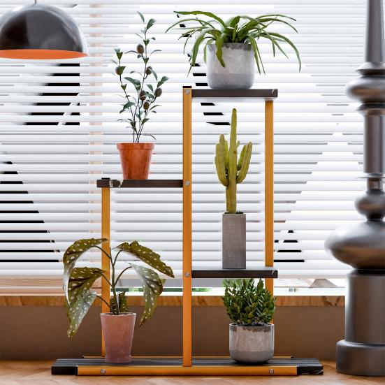 Pflanzenständer Indoor Etagen-Pflanzenständer für Zimmerpflanzen Mehrfacher Eck-Blumenständer für Wohnzimmer Mehrschichtiges Eisenkunst-Pflanzenregal