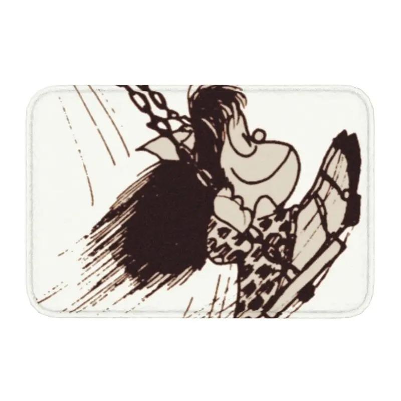 Cartoon Hübsches Mädchen Fußmatte Retro Mafalda Manga Vorderer Boden Eingangsbereich Matte Quino Manga Cartoon Badezimmer Teppich Küchenmatte