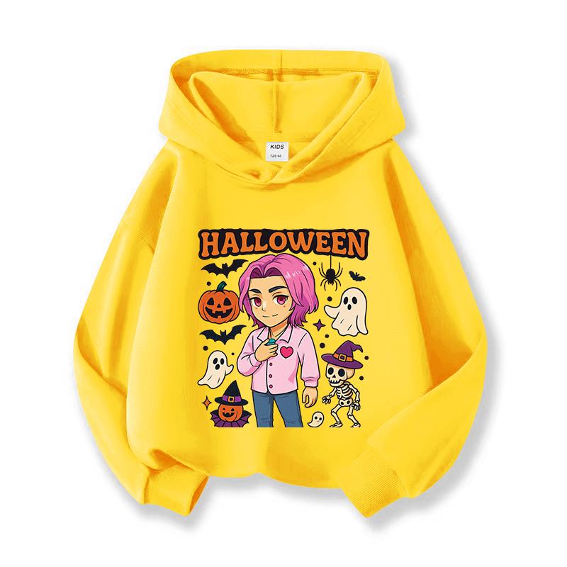 Kpop Witch Hunt Girls' Hoodies, Children's Spring and Autumn Hoodies, Fashionable and Versatile Cartoon Style Printed Thin Sweatshirts