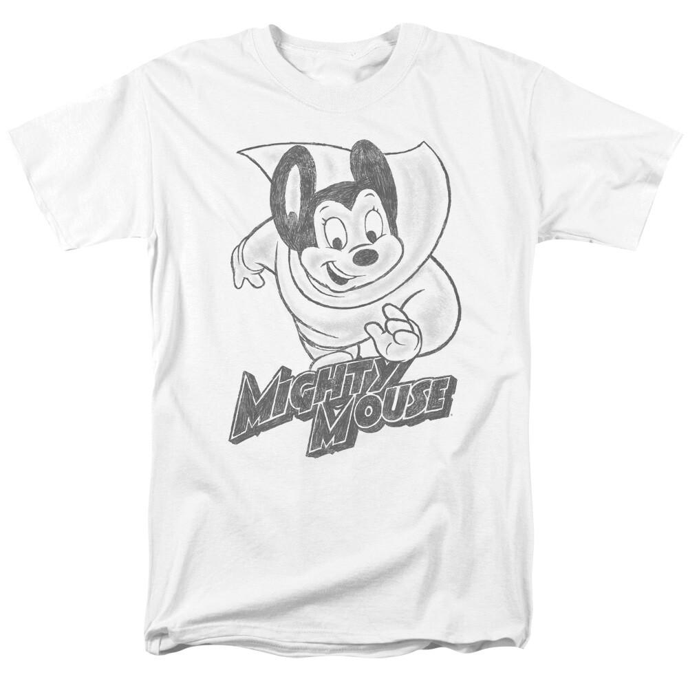 26 Mighty Mouse Mighty Sketch T Shirt Mens Licensed Cartoon Merchandise White Unisex T-Shirt M