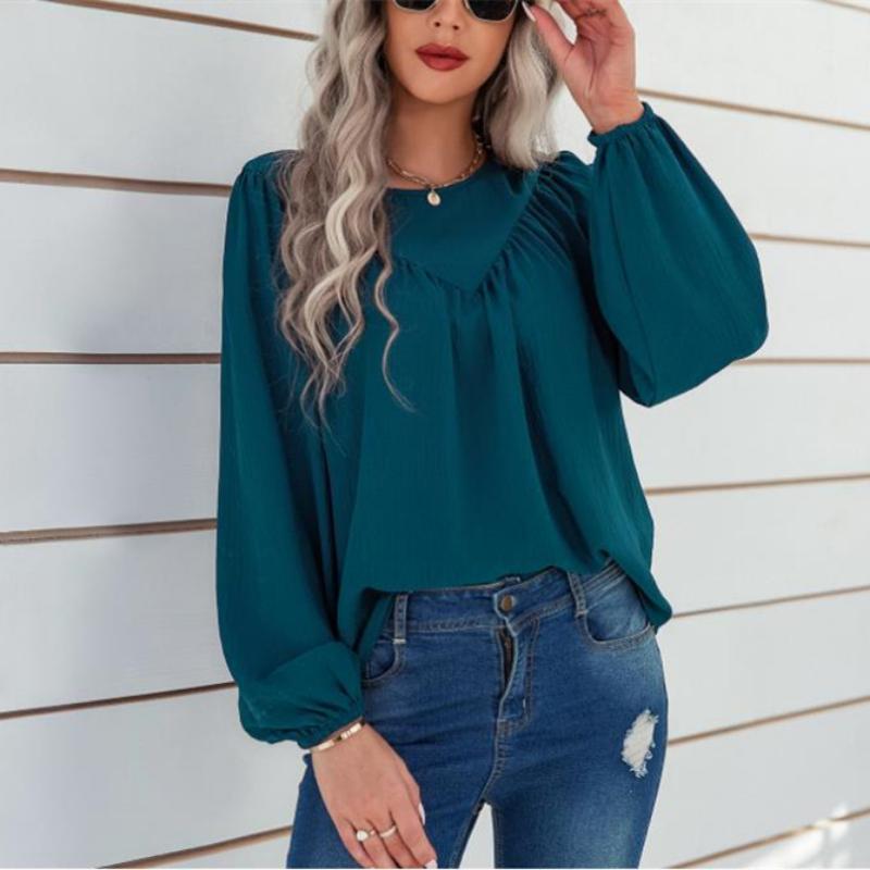 

YYFS женские модные повседневные однотонные пуловеры с круглым вырезом и длинными рукавами, осень-зима с однотонным принтом XXL