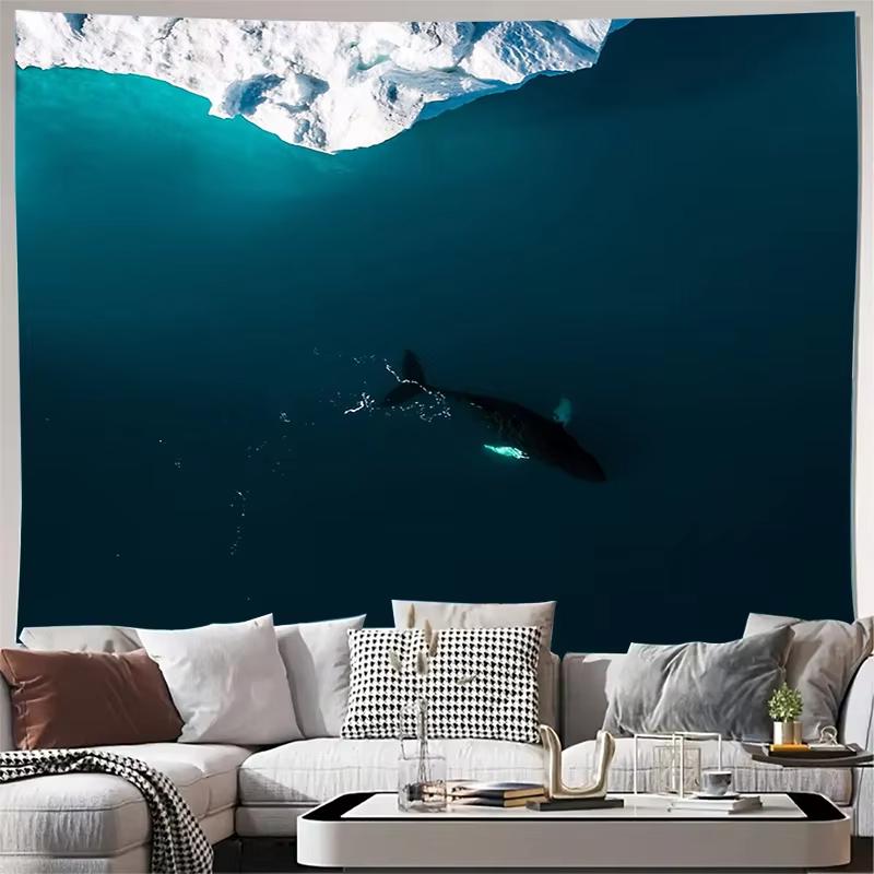 Ocean Therapy Gift Tapestry Soothing Whale Art for Home Office Relaxing Decor Present 74x94cm(29x37in)