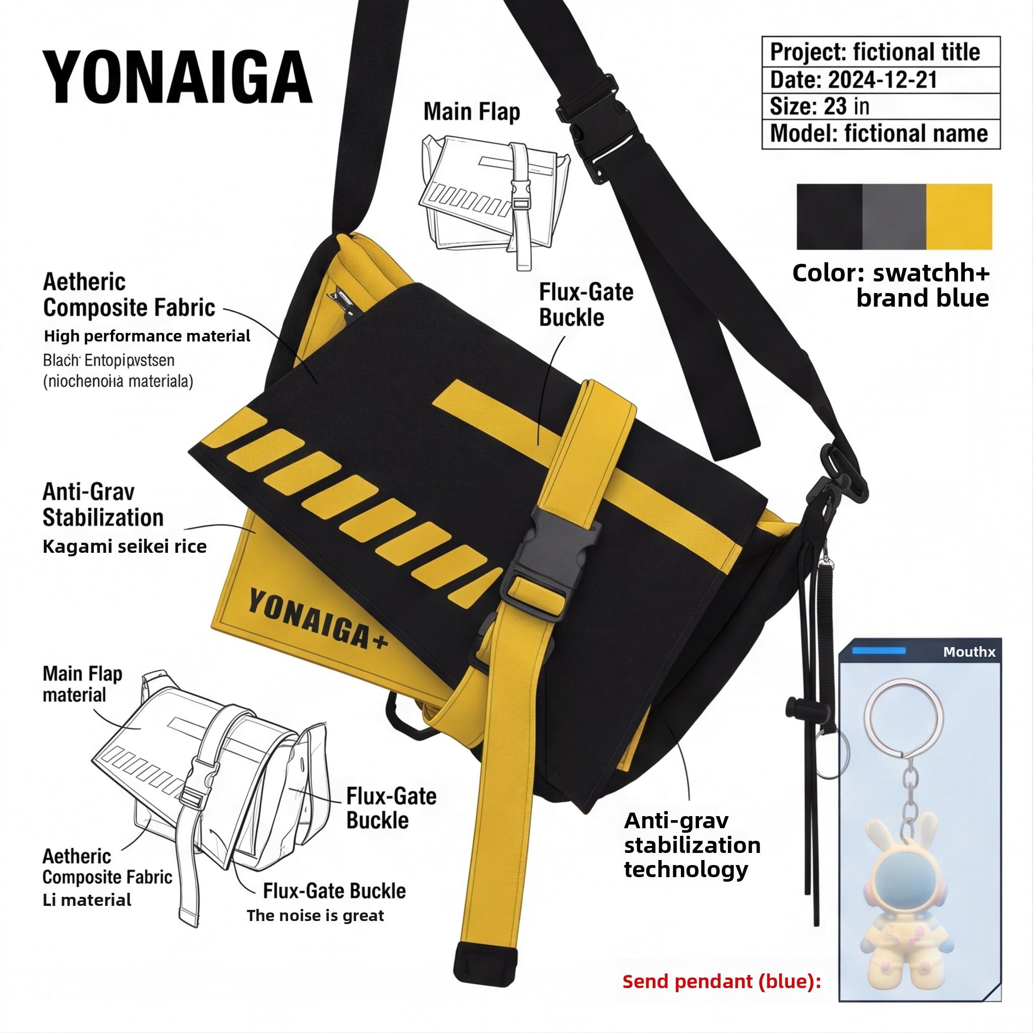 

YONAIGA + original ins functional design sense men and women personality niche trendy cool shoulder messenger bag casual backpack