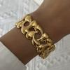 Stainless Steel Metal Starfish Shell Coral Bracelet For Women Gold Color Retro Flower Stripe Texture Cuff Bangle Party Jewelry