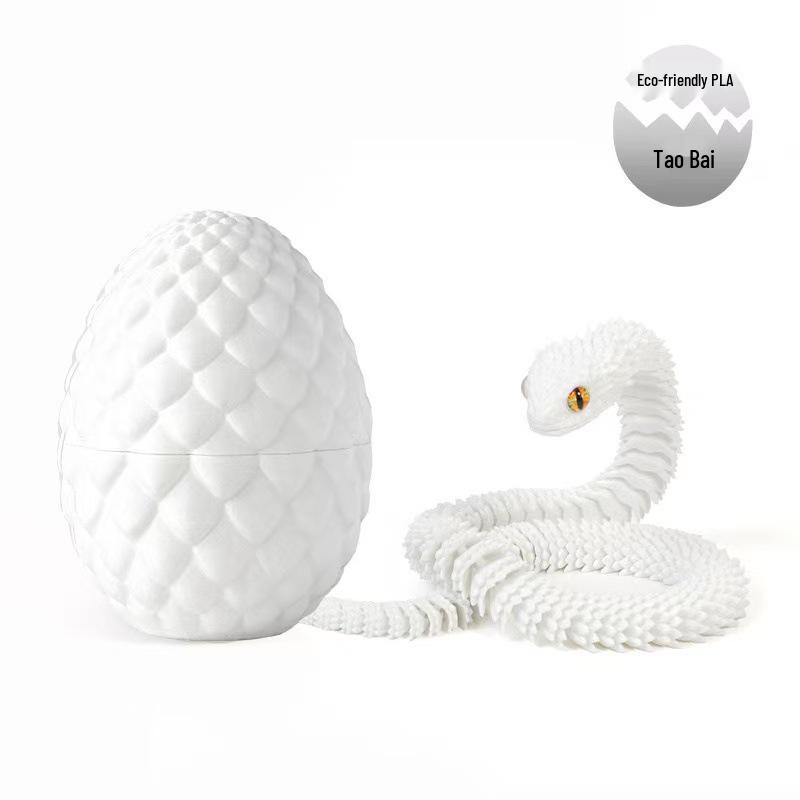 3D Printed Viper Egg Set: Articulated Small Snake Figurine Desktop Ornament Toy for Children