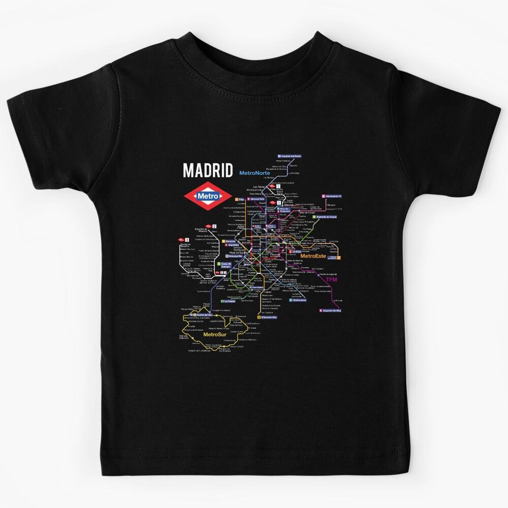 Madrid Spain Metro Subway Train Map Spanish Language Kids T-Shirt 120