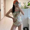 Swimsuit female sexy one-piece triangular double-layer low fork slim professional racing swimsuit slightly fat large size