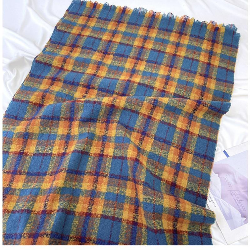 Luxury Plaid Winter Scarf for Women Long Warm Cashmere Scarves Hijab Thick Lady Shawl Wrap Female Pashmina Bandana Head Scarfs
