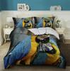 Macaw Bedding Set King/Queen Size Colourful Parrot Duvet Cover Boys Natural Tropical Green Plant Bird Polyester Quilt Cover