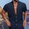 Summer Cross-border men's shirt casual Henry collar pocket short sleeve