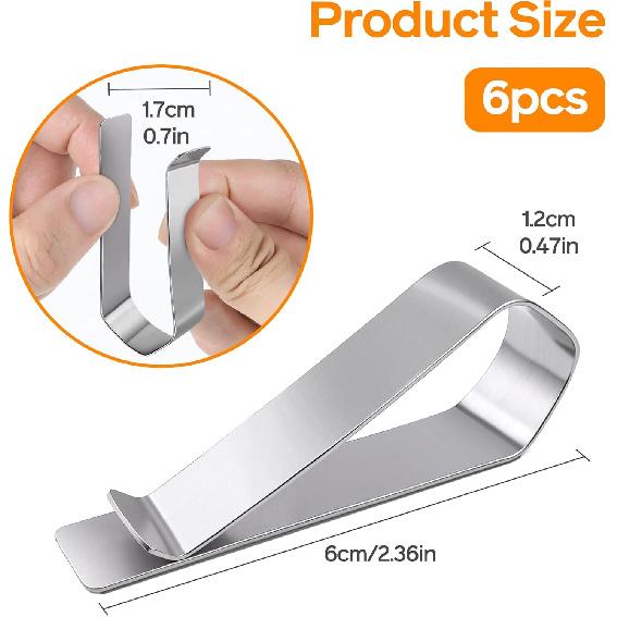 6-Pack Stainless Steel Clips with 3M Adhesive – DIY Sun Visor Mounting Kit for Photo Frames (Not Included) – Strong Hold Car Visor Accessory for