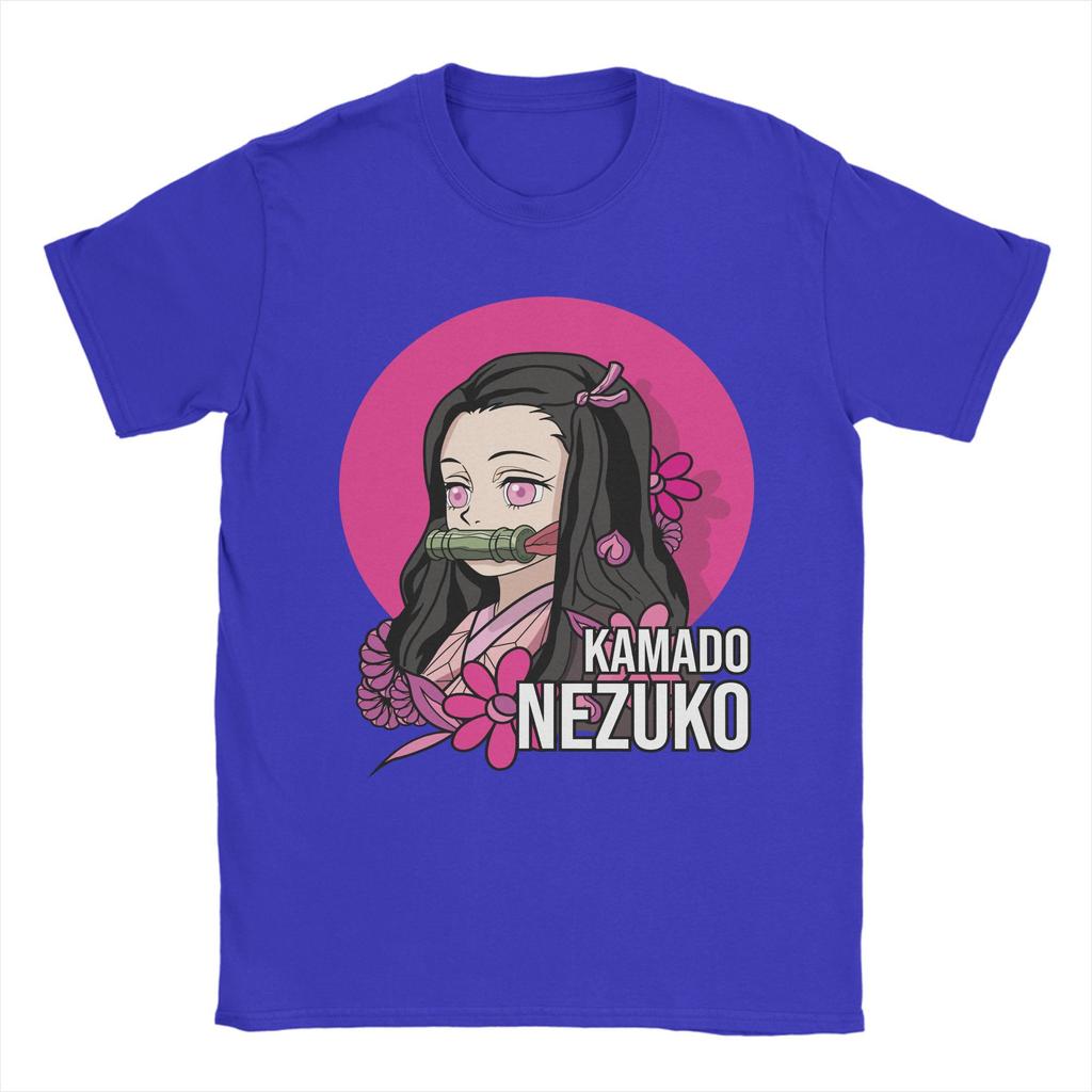 Anime Demon Slayer Nezuko T Shirt for Men Pure Cotton Vintage T-Shirt Round Collar  Tees Short Sleeve Clothes Summer