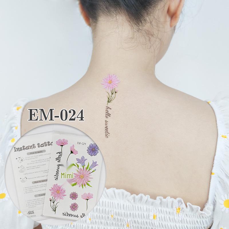 Ruikalong Waterproof Unisex Daisy Tattoo Stickers for Face and Arm 120x75 mm