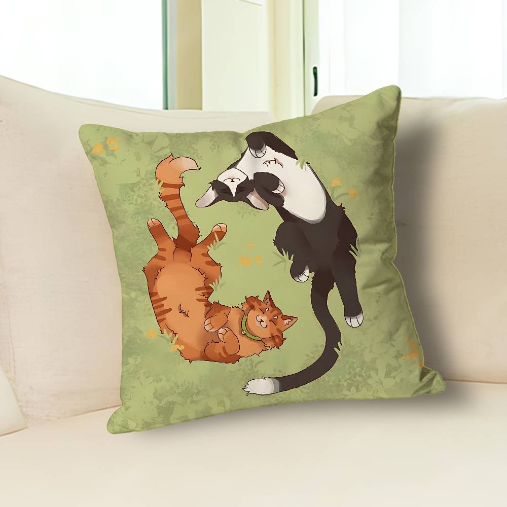 Novel W-Warriors C-Cats Throw Pillow Case Decoration Bed Custom Square Pillowcase Pad Cover