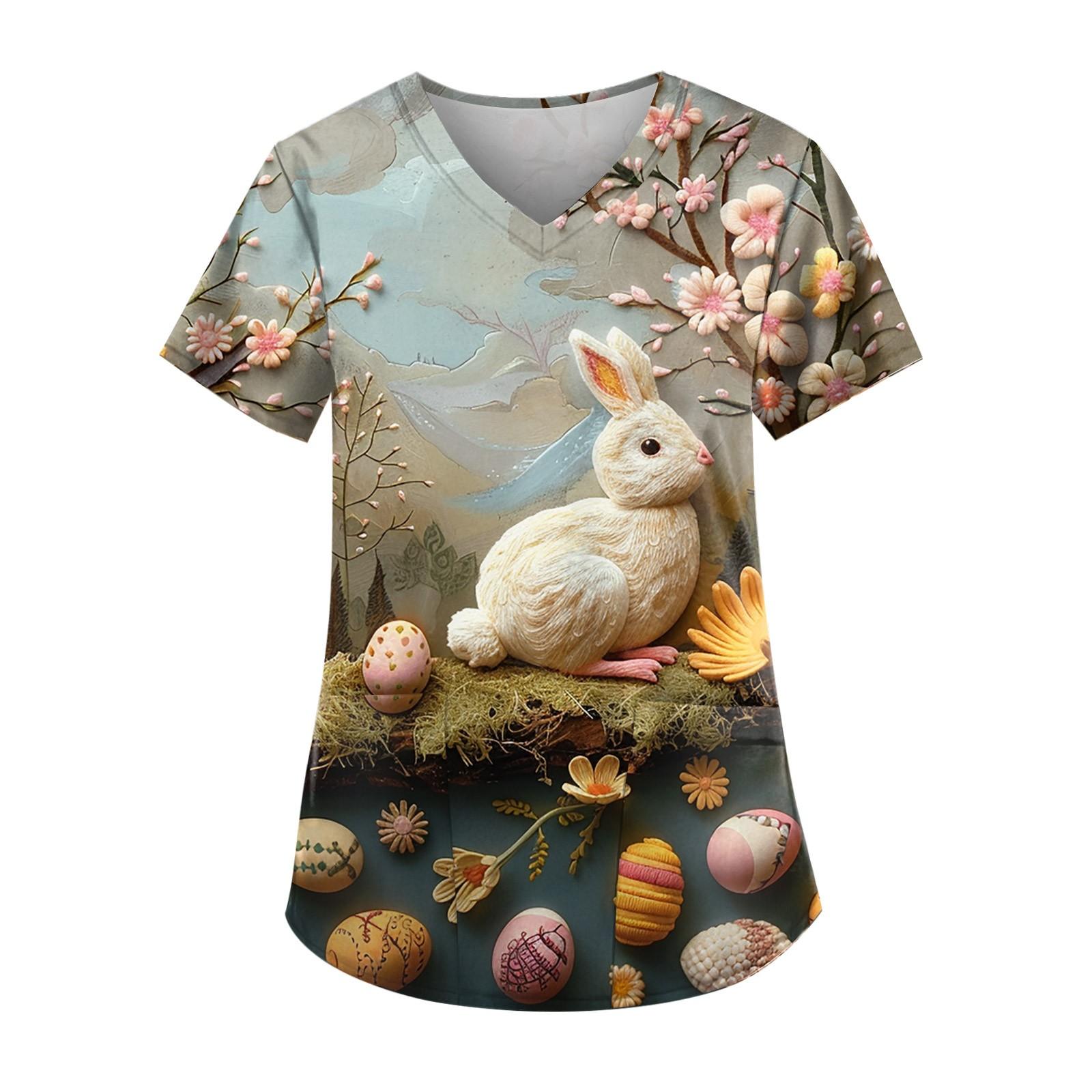 

Женский топ с принтом пасхального кролика и яйца XL белый