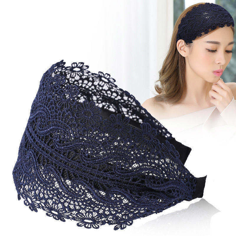 Lace Headband Women Black Korean Simple Wide-brimmed Fashion Sweet Cover White Hair Headband Fresh National Style Retro Hairpin
