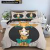 Cartoon Giraffe King Queen Duvet Cover Kids Girls Boys Animal Bedding Set Wildlife Quilt Cover 2/3pcs Polyester Comforter Cover